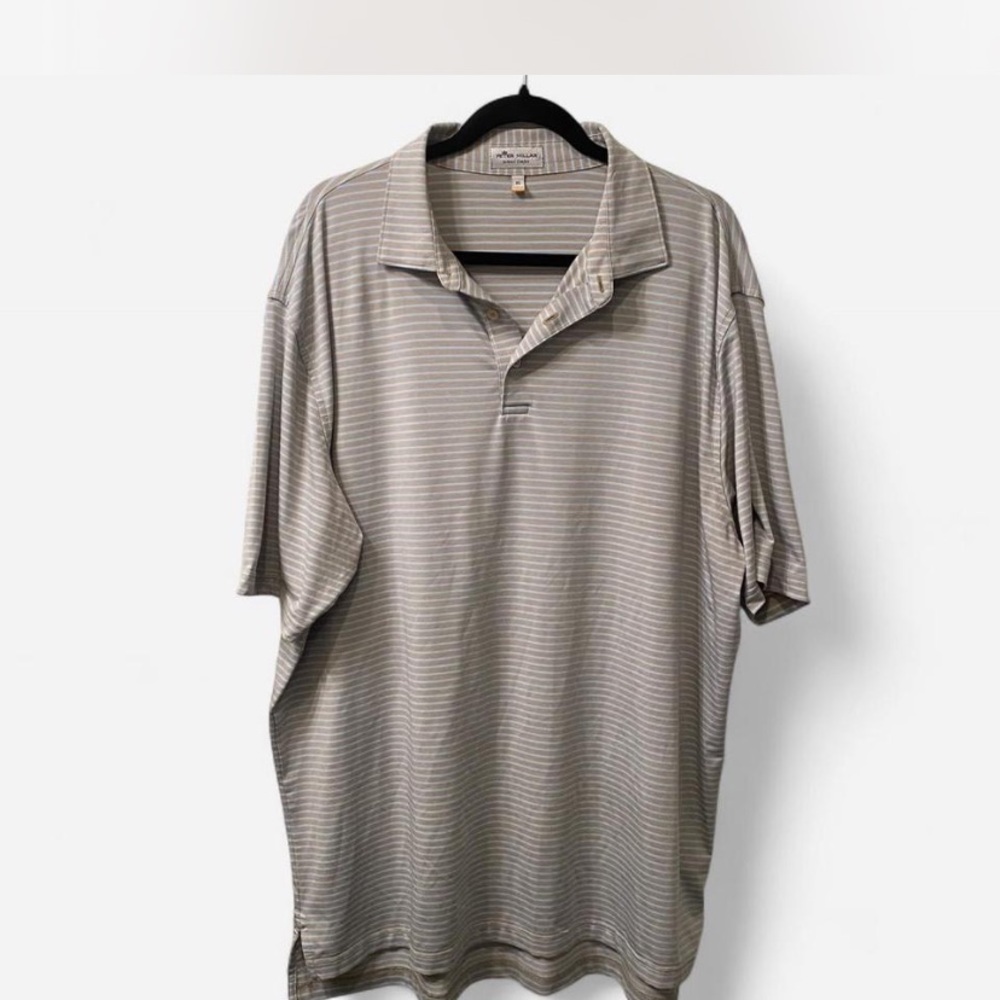 Peter Millar Gray Striped Polo Shirt